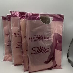 Lot of 5 Pairs Silkies Ultra Knee High Socks Women Queen Size Beige/Honey 131402